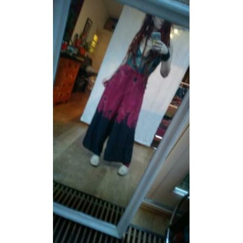 Vintage wijde wikkel broek rood met zwart