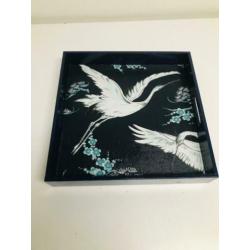 serving tray dienblad met kraanvogels Hollywood Regency