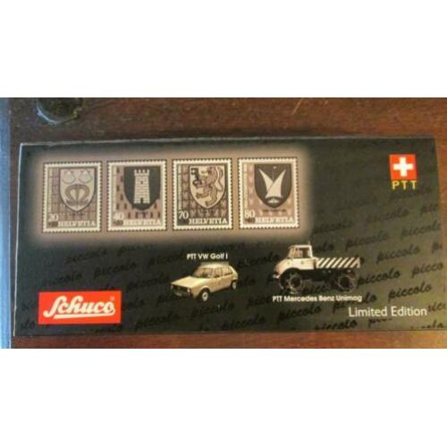 VW Volkswagen Golf 1/Mercedes Unimog Schuco piccolo Post CH