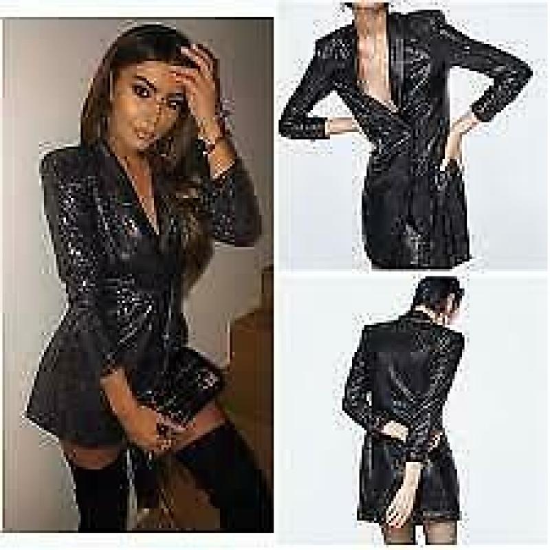 Zara blazer jurk pailletten maat xs zwart