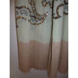 Claudia Strater, shawl, zlamroze/beige/goud/ lengte 190 cm