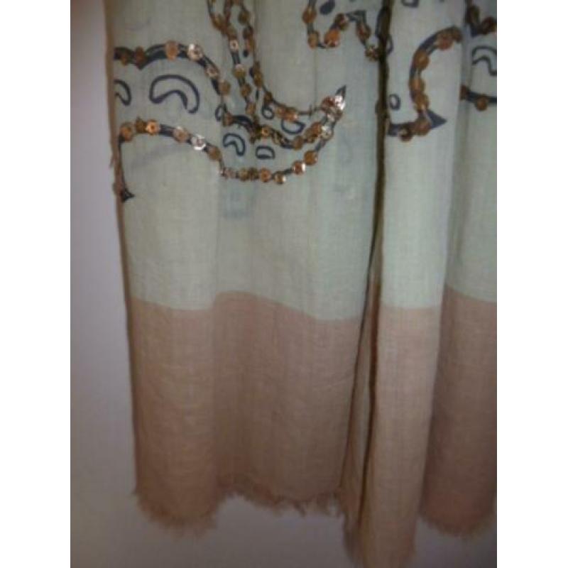 Claudia Strater, shawl, zlamroze/beige/goud/ lengte 190 cm