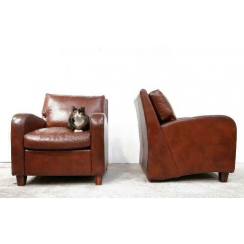 Twee Relax Leren Cognac Kleur Fauteuils