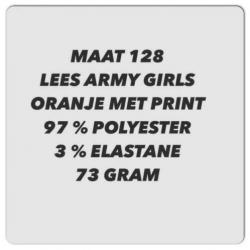 Maat 128 - lees army girls - oranje met print