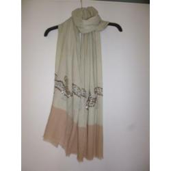 Claudia Strater, shawl, zlamroze/beige/goud/ lengte 190 cm
