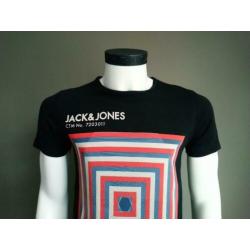 Jack and Jones shirt. Zwart met opdruk. Maat M.