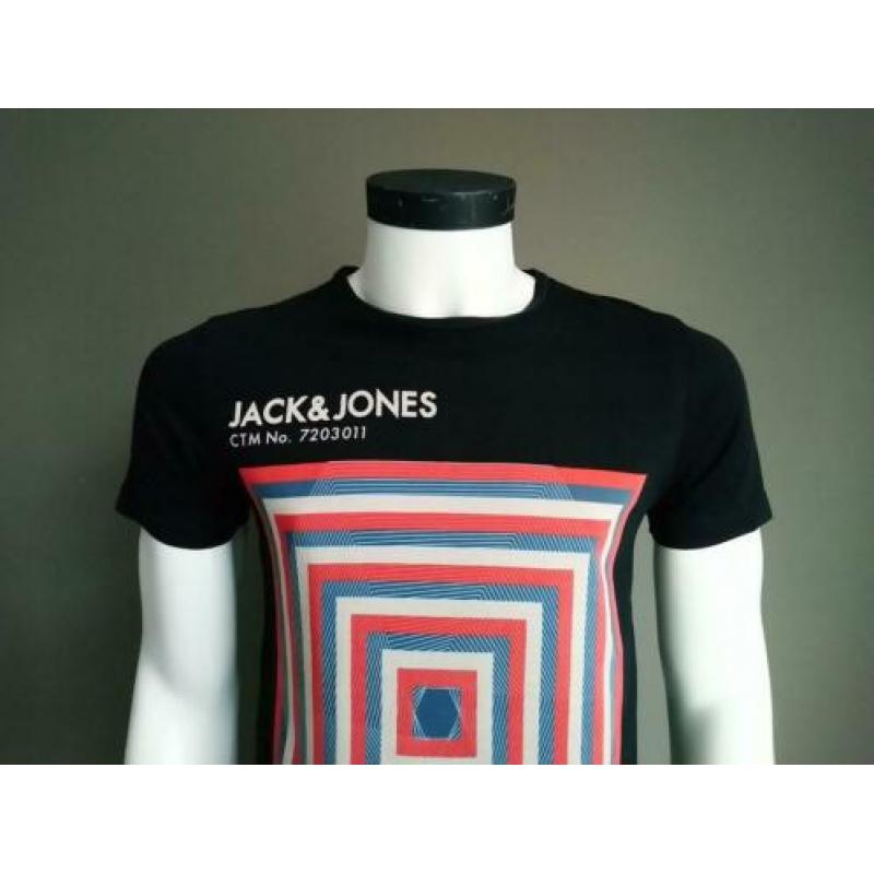 Jack and Jones shirt. Zwart met opdruk. Maat M.