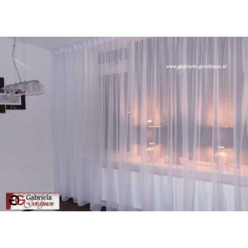 Vitrages met haakjes 2 x 185 cm breed