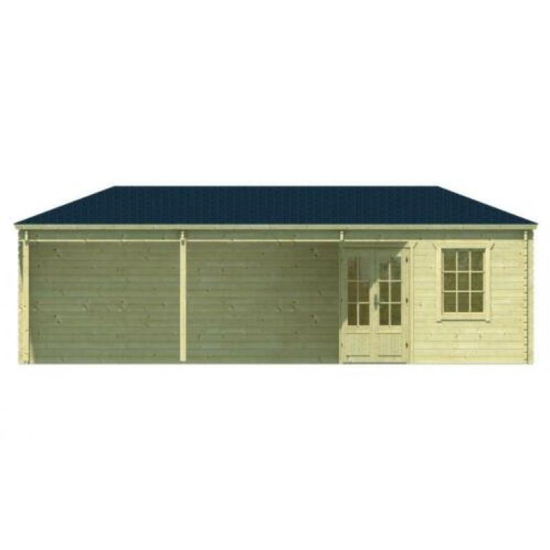 Tuinhuis-Blokhut Bertil met overkapping: 300+490x300cm