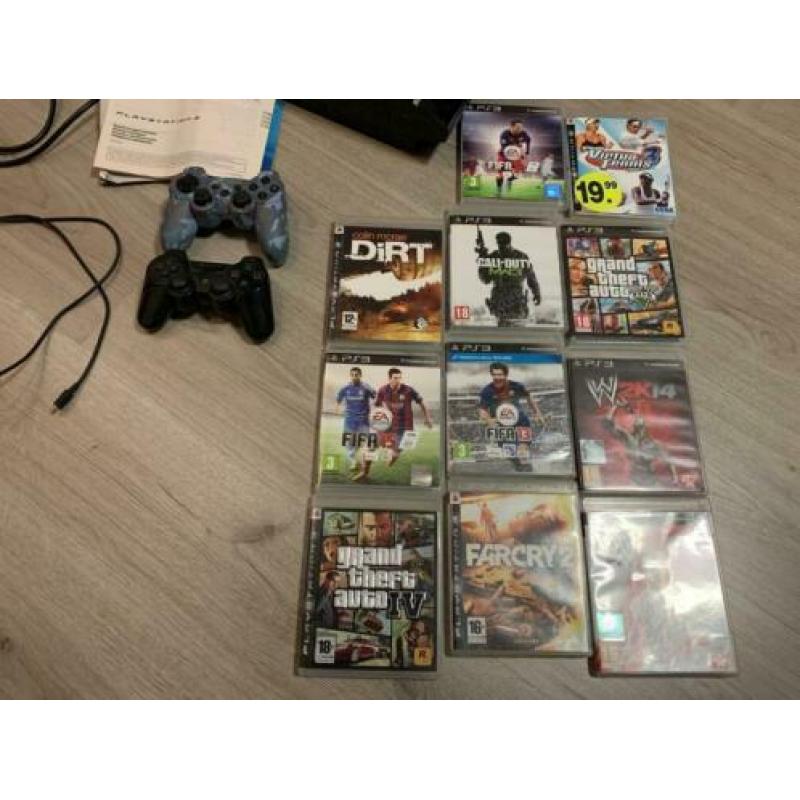 Playstation 3 Met twee controllers en Spellen