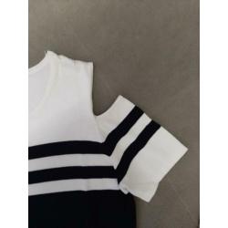 Mooie blauw/witte jurk van Question mt xxl valt als 42 !!