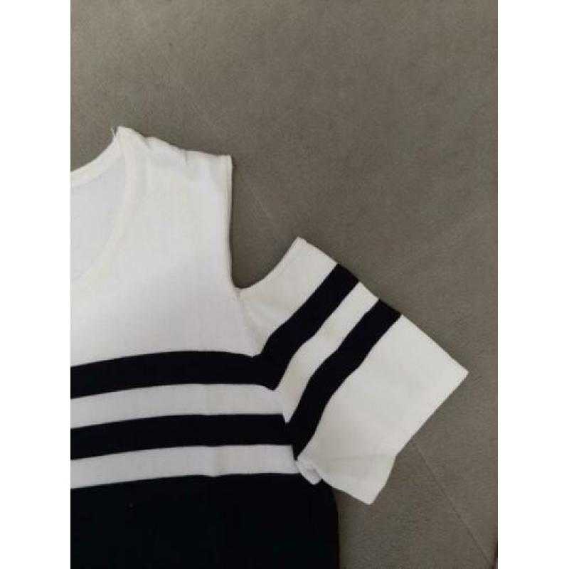 Mooie blauw/witte jurk van Question mt xxl valt als 42 !!