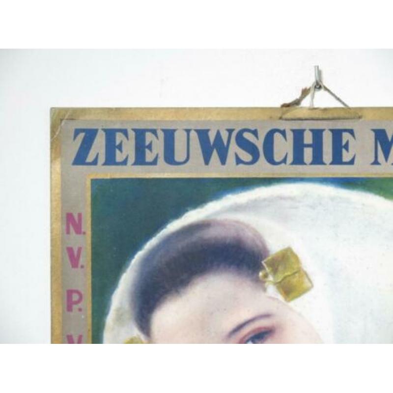 Kartonnen reclame plaat Zeeuwsche Meisjes, ca 1930.