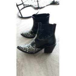 Zwartwitte cowboy boot snakeprint 40 nieuw