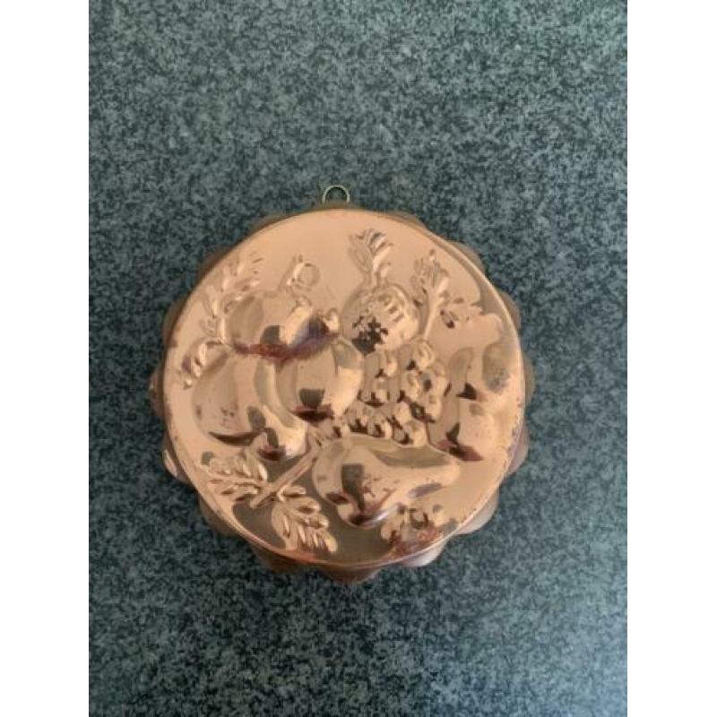 Koperen brocante bakvormen/ puddingvormen
