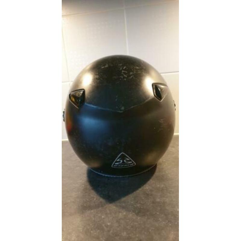 Mat zwarte bromfiets helm / scooterhelm jethelm vizier XS