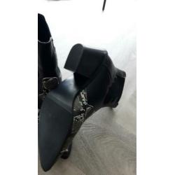 Zwartwitte cowboy boot snakeprint 40 nieuw