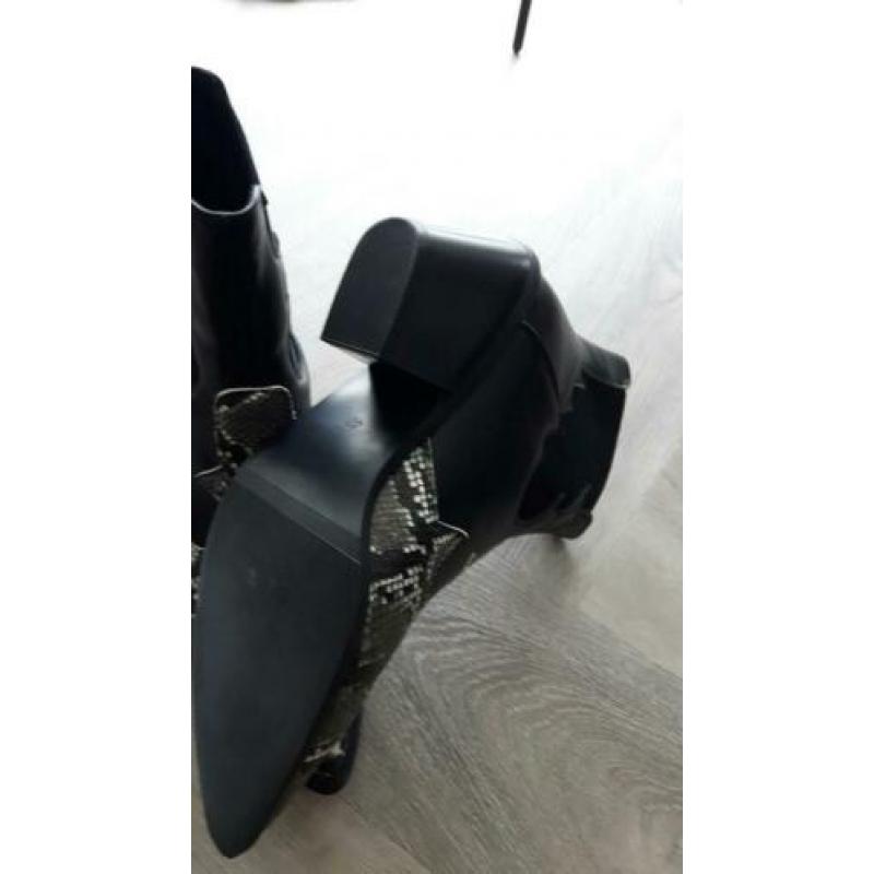 Zwartwitte cowboy boot snakeprint 40 nieuw