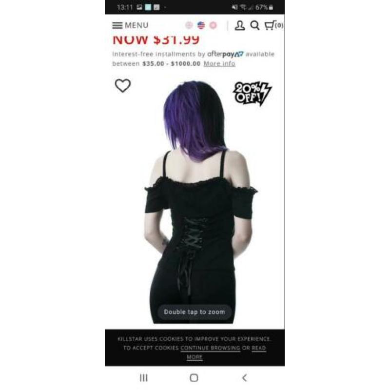 Killstar Duchess bardot top maat M in nieuwstaat
