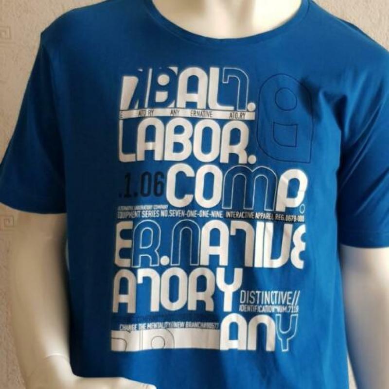 Angelo Litrico blauwe shirt met tekst maat XXL