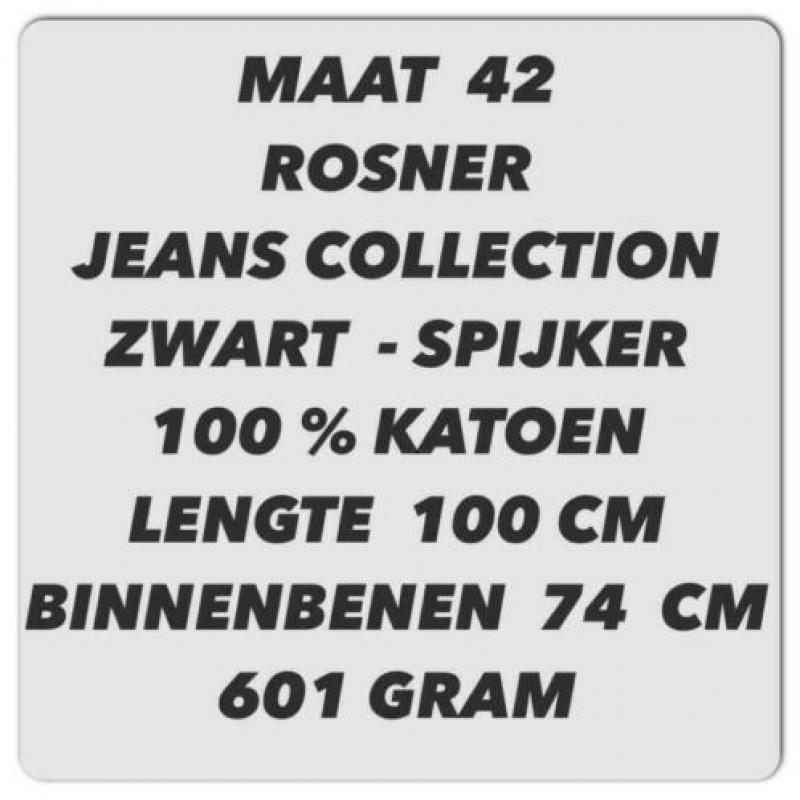 Maat 42 - rosner - zwarte spijker broek