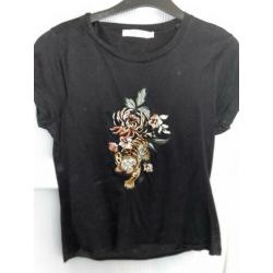 Zwart T-Shirt met afbeelding COSTES