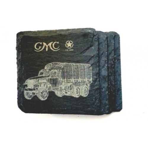 Leisteen onderzetters met GMC legertruck WO2