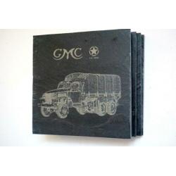 Leisteen onderzetters met GMC legertruck WO2