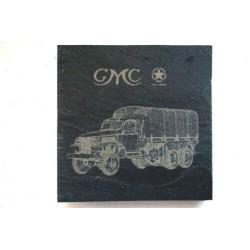 Leisteen onderzetters met GMC legertruck WO2