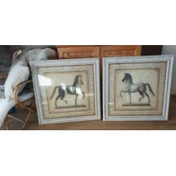 Schilderij met paard maison riviera ,2 stuks 83 bij 83