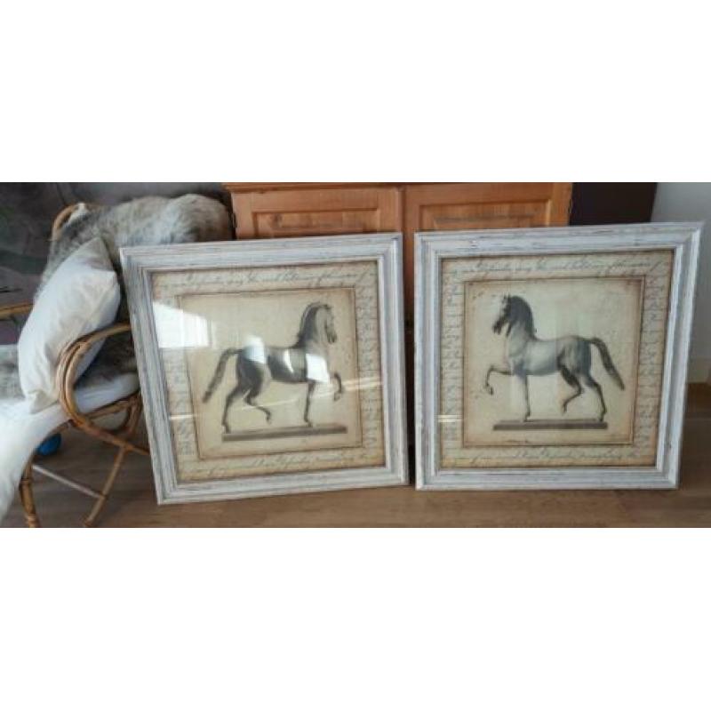 Schilderij met paard maison riviera ,2 stuks 83 bij 83