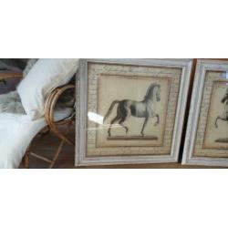 Schilderij met paard maison riviera ,2 stuks 83 bij 83