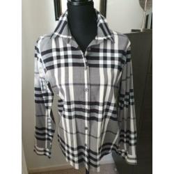 Burberry blouse (zwart/beige) met stretch maat L (40)