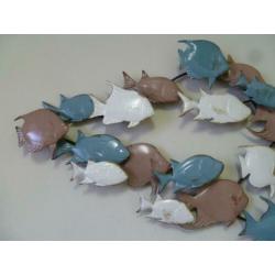 Wanddecoratie metaal school gekleurde vissen metalen SALE!!