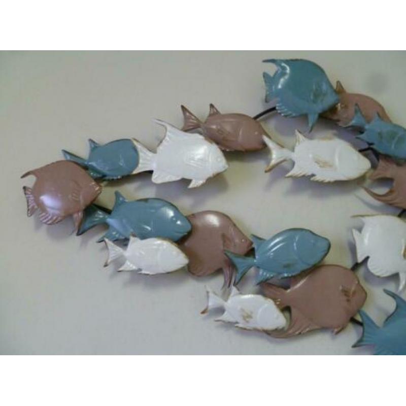 Wanddecoratie metaal school gekleurde vissen metalen SALE!!