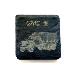 Leisteen onderzetters met GMC legertruck WO2