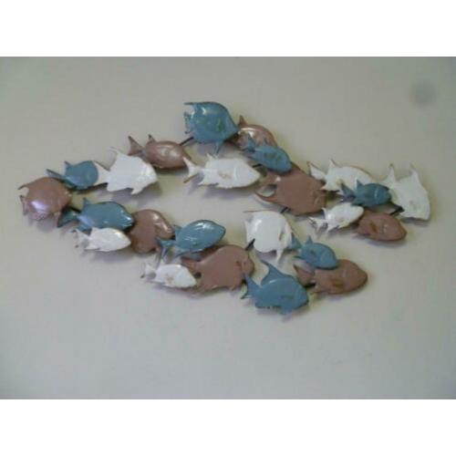 Wanddecoratie metaal school gekleurde vissen metalen SALE!!