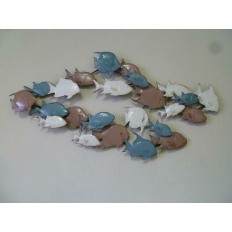 Wanddecoratie metaal school gekleurde vissen metalen SALE!!