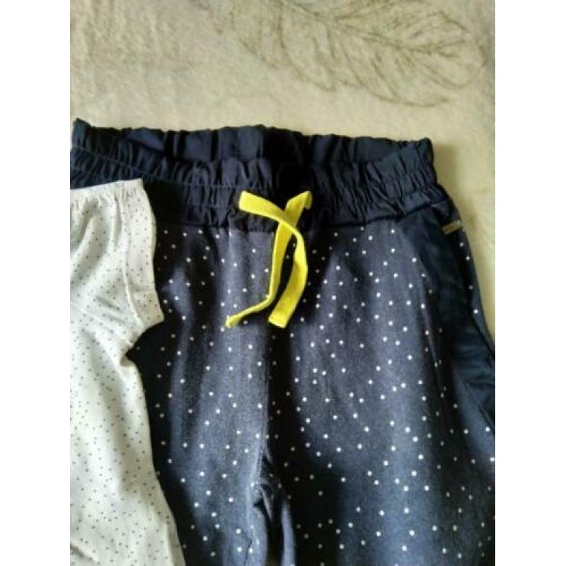 Name it set blauwe broek en wit shirt stip maat 116/122/128