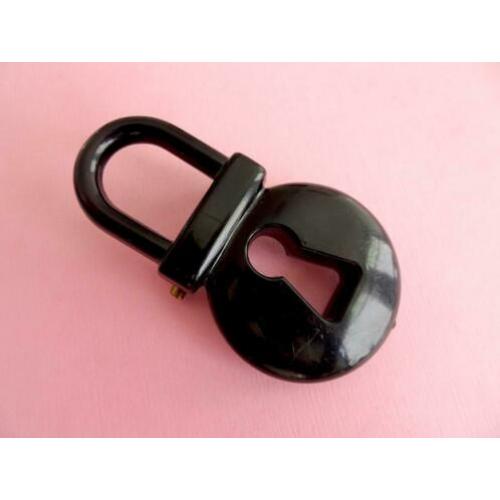 jwg Grote vintage 60s slot padlock broche zwart plastic