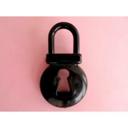 jwg Grote vintage 60s slot padlock broche zwart plastic