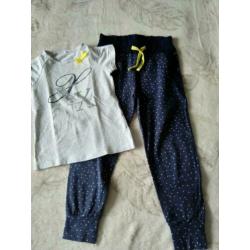Name it set blauwe broek en wit shirt stip maat 116/122/128