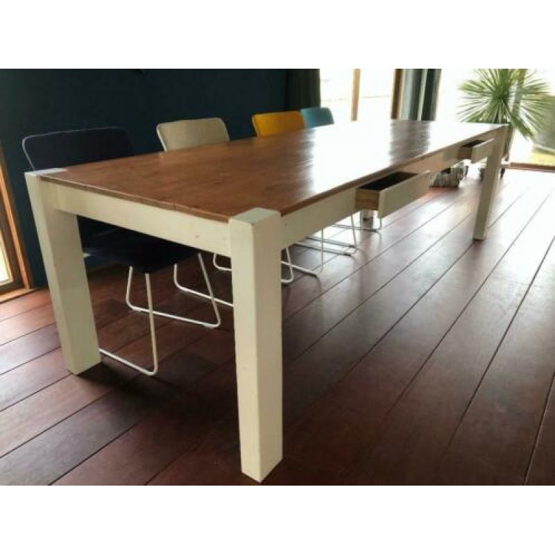 Mooie eikenhouten eettafel 265x90x75cm