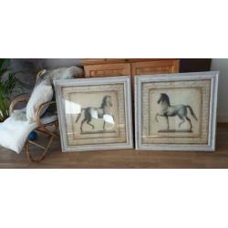 Schilderij met paard maison riviera ,2 stuks 83 bij 83