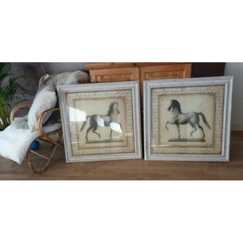 Schilderij met paard maison riviera ,2 stuks 83 bij 83