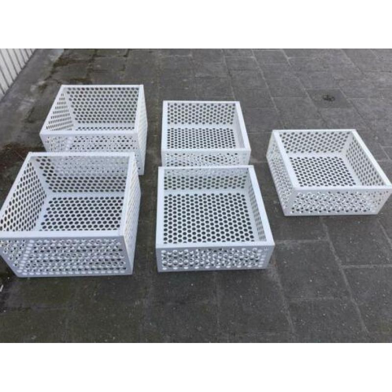 5 stalen opbergkratten boxen metaal opberg kist