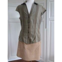 Blouse 36 Groen met Goud Streepje ( Jool )