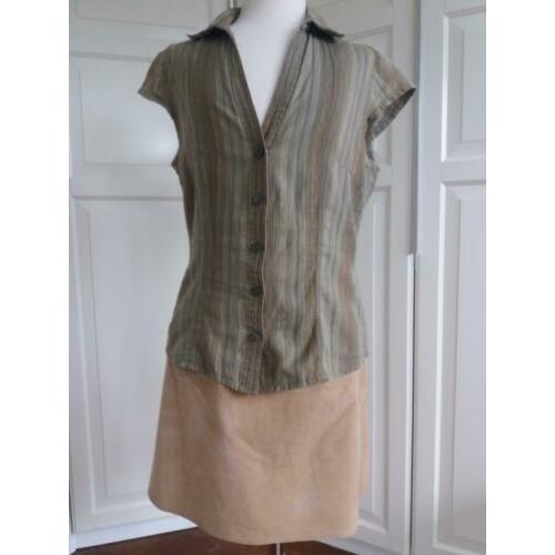 Blouse 36 Groen met Goud Streepje ( Jool )