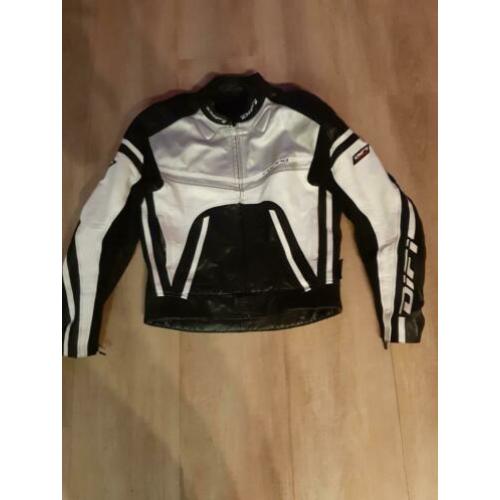 Mooie leren motorjas Difi Ascari maat 54 Wit/ grijs/zwart