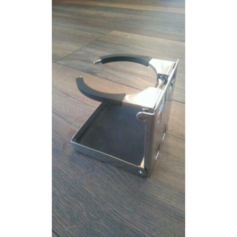 RVS klapbare drinkbeker houder met klem. V.a. 2 stuks gratis